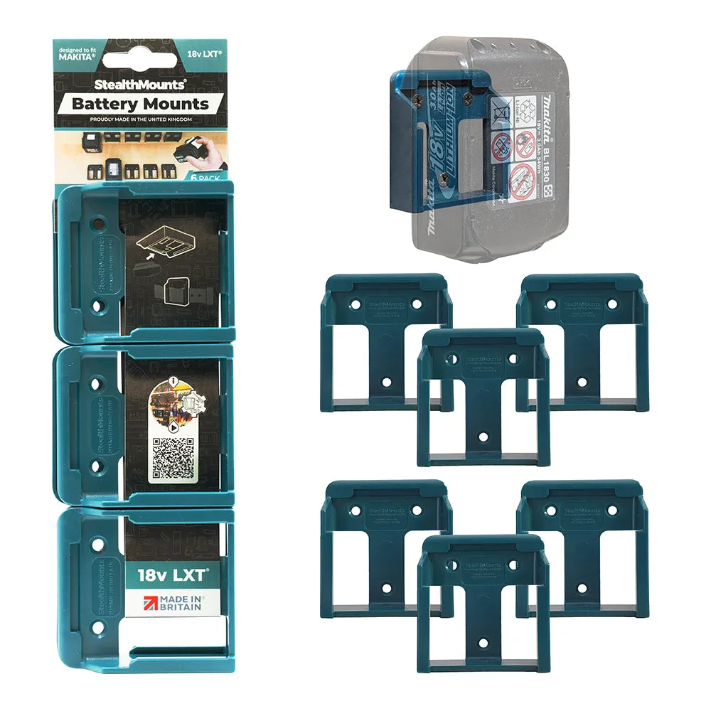 StealthMount BM-MK18-BLU-6 Battery Mounts for Makita 18v LXT (6 Pack) Blue