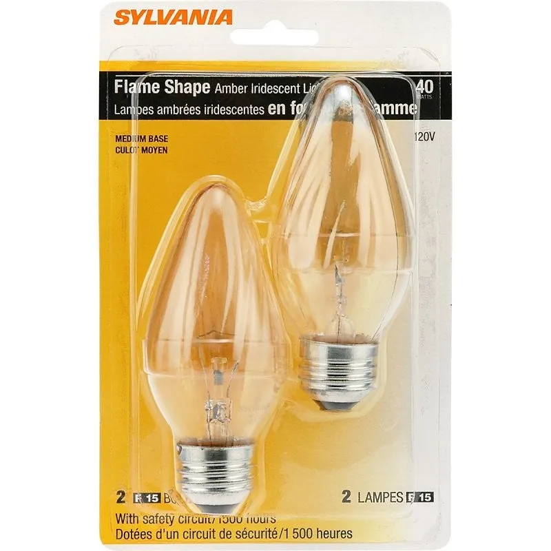 Sylvania 13986 Incandescent Lamp, C-7A Filament, Amber/Iridescent Lamp, 1-7/8 in Dia x 4-1/2 in L Dimensions, 40 W (Pack of 6)