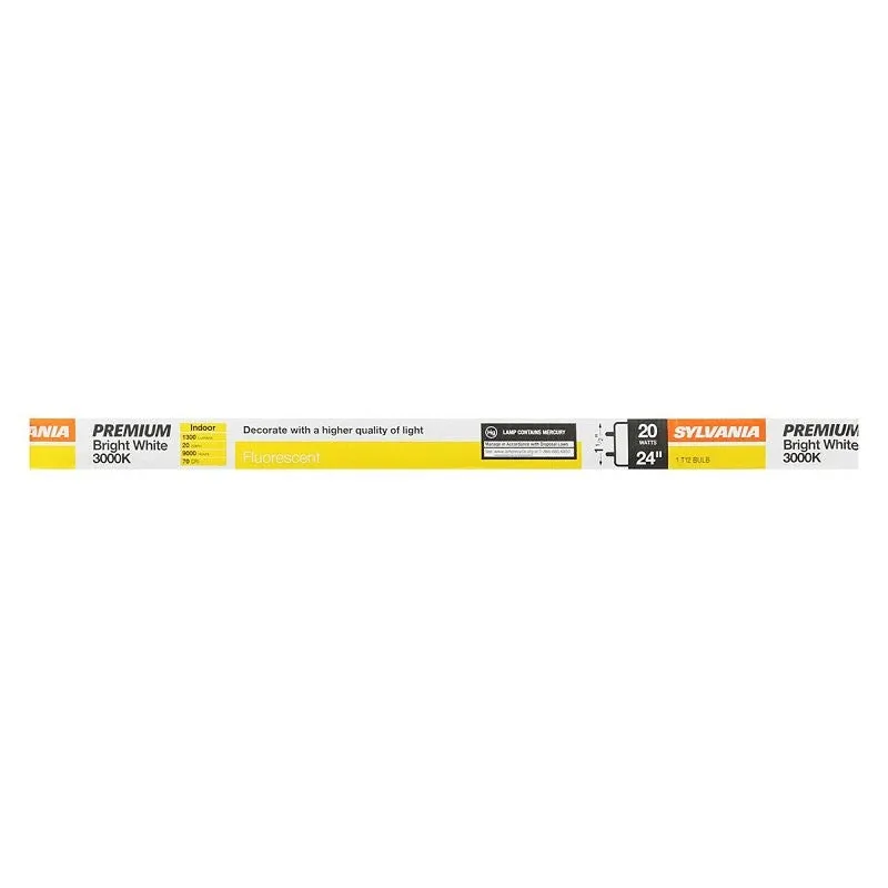 Sylvania 22252 Fluorescent Bulb, 20 W, T12 Lamp, Medium G13 Lamp Base, 1170 Lumens, 3000 K Color Temp, Warm White Light (Pack of 6)