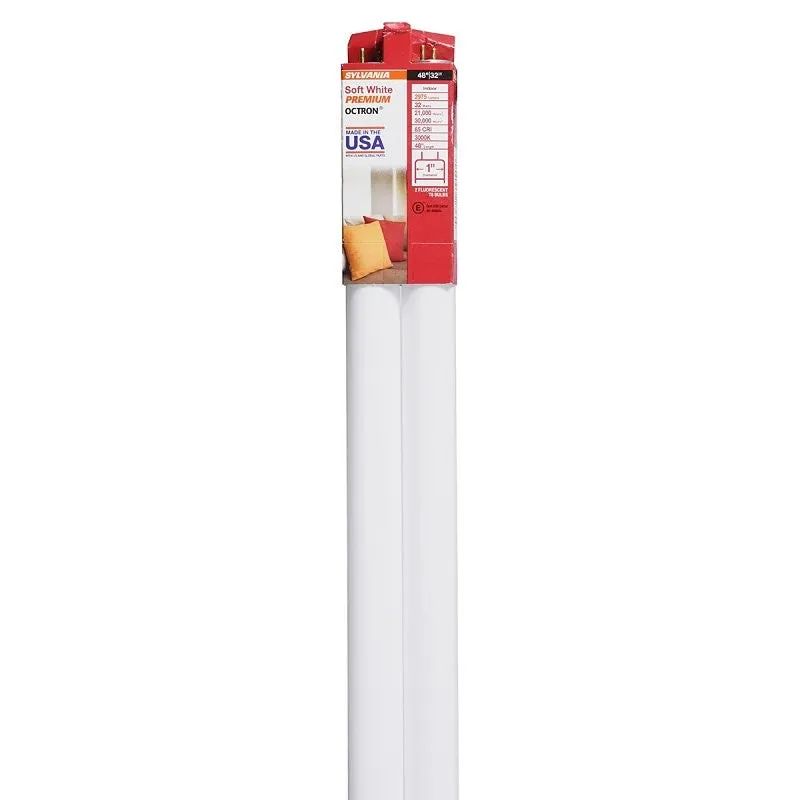 Sylvania 22360 Fluorescent Bulb, 32 W, T8 Lamp, Medium G13 Lamp Base, 2950 Lumens, 3000 K Color Temp, Warm White Light (Pack of 15)