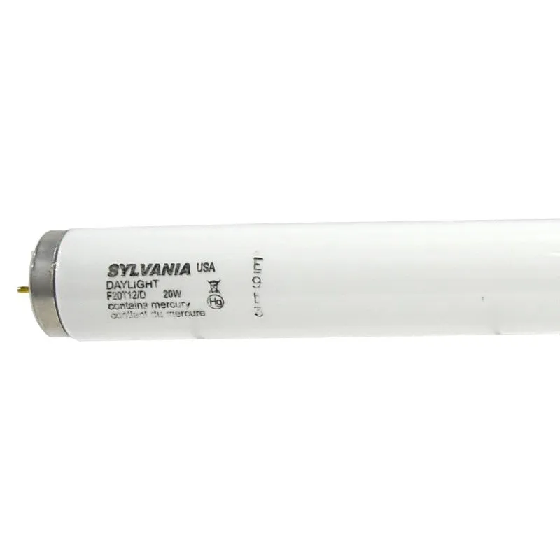 Sylvania S6566 Fluorescent Bulb, 20 W, T12 Lamp, Medium Bi-Pin, G13 Lamp Base, 1075 Lumens, 6500 K Color Temp, Daylight (Pack of 30)