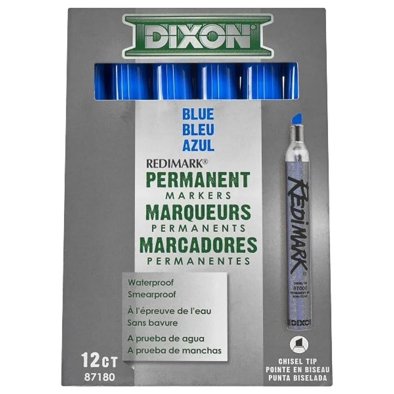 TICONDEROGA 87180 Marker, Blue, 6 in L, Metal Barrel (Pack of 12)
