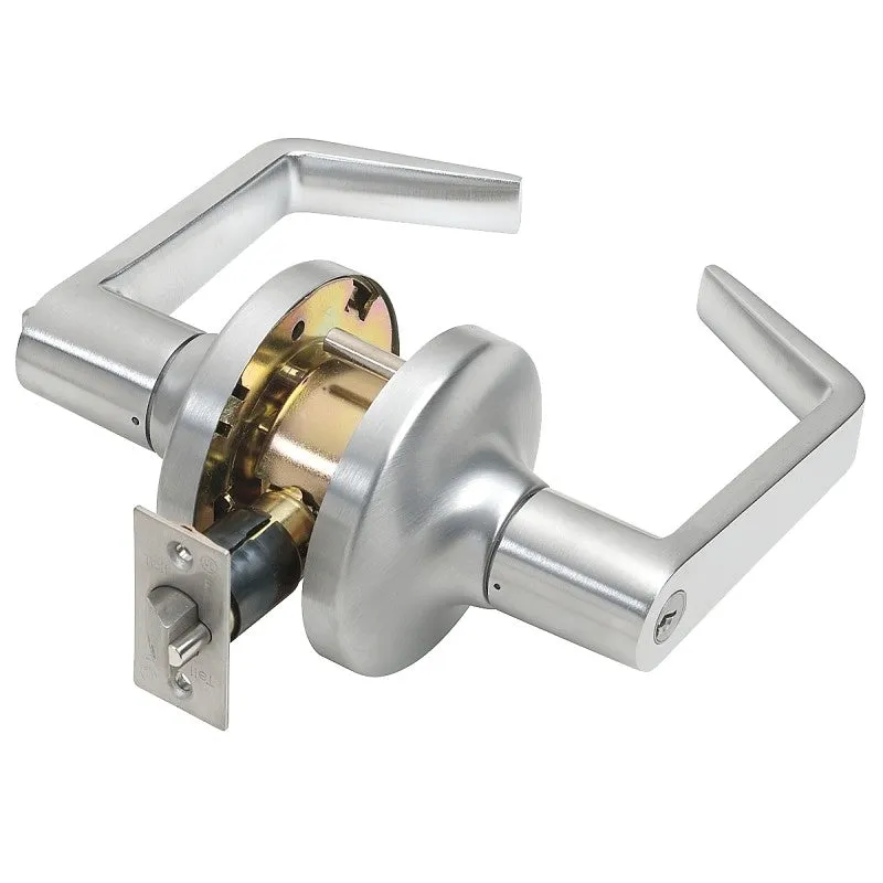 Tell Manufacturing CL100011 Entry Lever, Turnbutton Lock, Satin Chrome, Steel, 2 Grade
