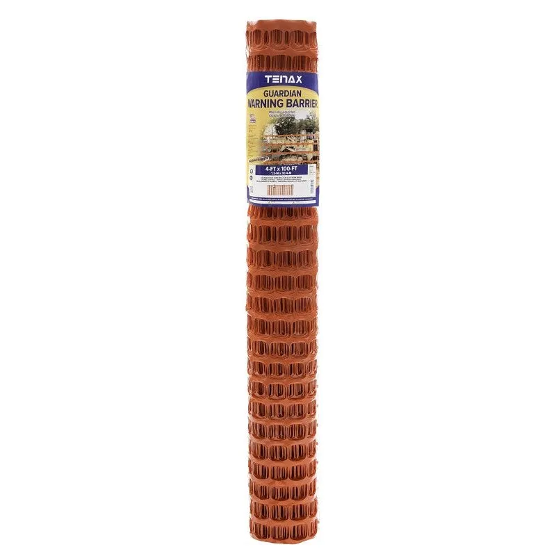 Tenax Guardian Series 2A060006 Visual Barrier, 100 ft L, 1-3/4 x 1-3/4 in Mesh, Oval Mesh, HDPE, Orange
