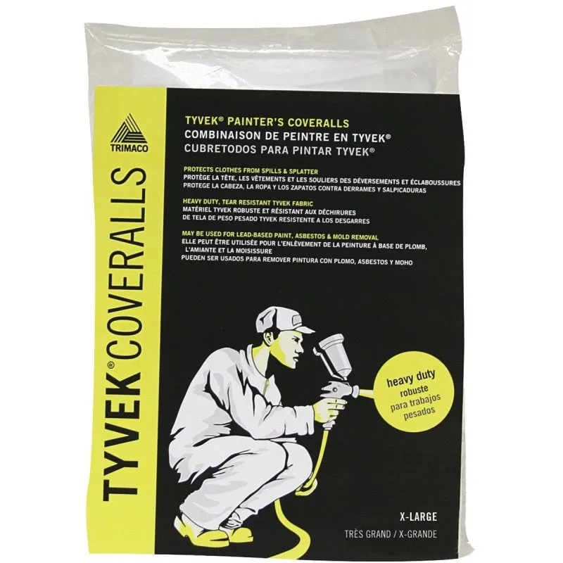 Trimaco 14124 Professional Painter’s Coveralls, 2XL, Zipper Closure, Tyvek, White