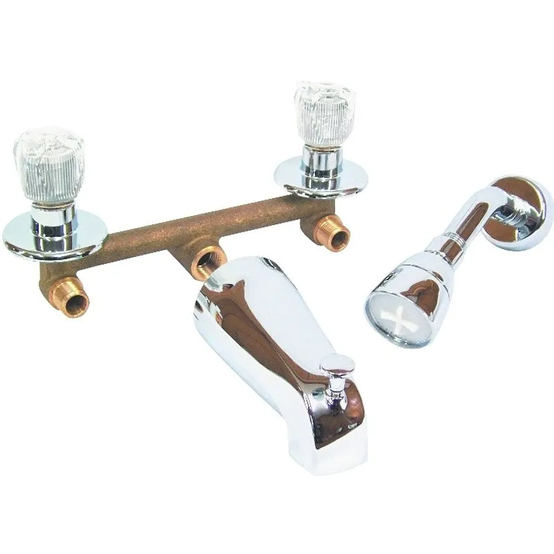 US Hardware P-004N Tub and Shower Diverter, 2-Handle, Brass, 8 in Faucet Centers, Knob Handle