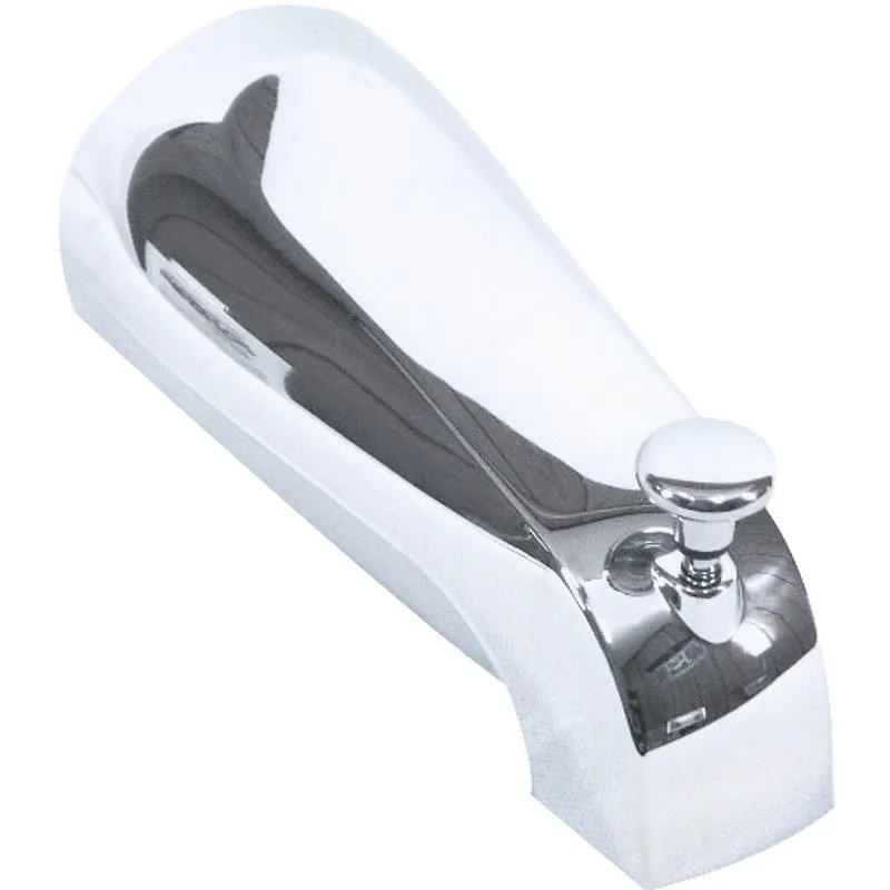 US Hardware P-037B Bathtub Spout with Diverter, 1/2 in Connection, MNPT, Metal, Chrome Plated