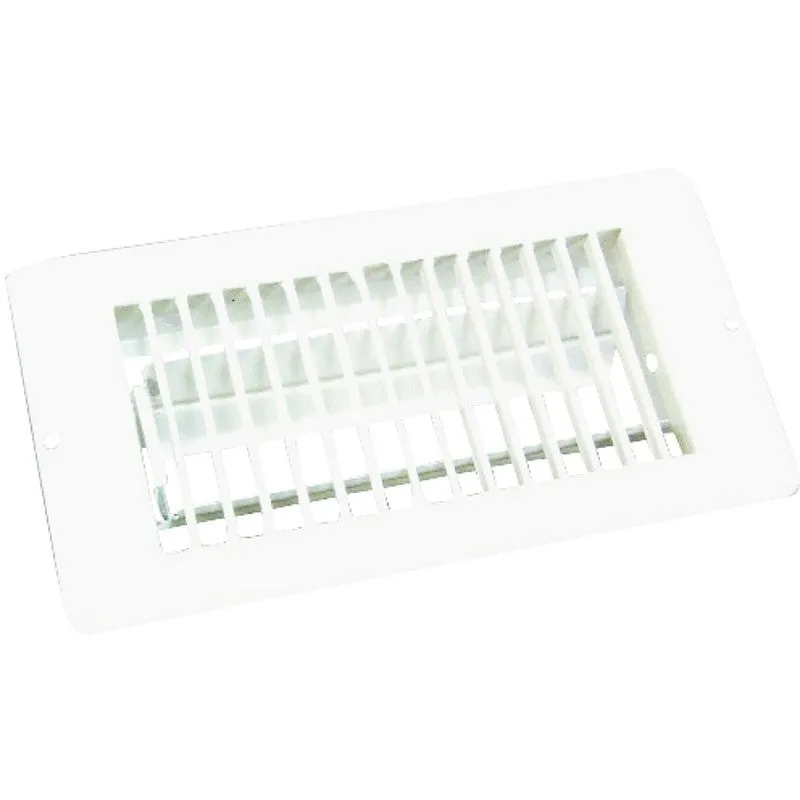 US Hardware V-056IWB Floor Register, 4 in W Duct Opening, 8 in H Duct Opening, 1-5/16 in L, Steel, White