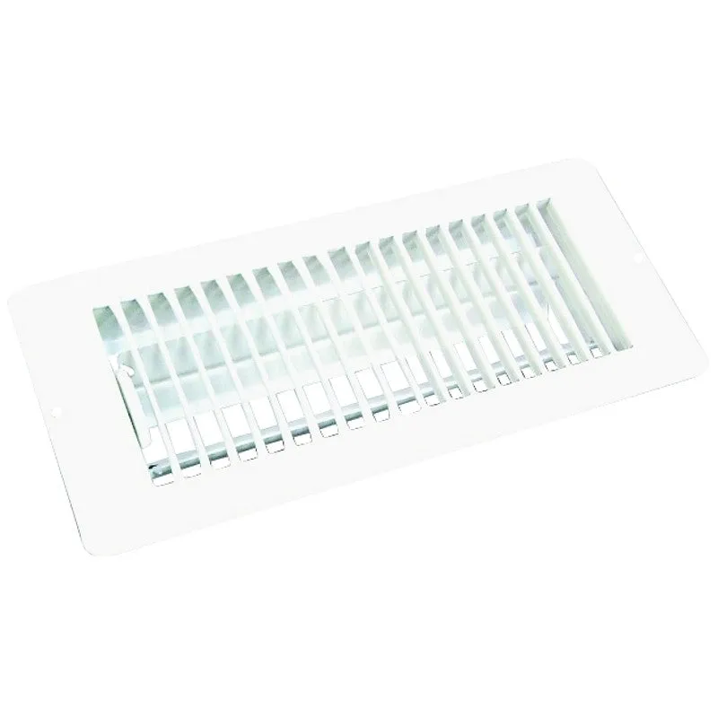 US Hardware V-057IWB Floor Register, 4 in W Duct Opening, 10 in H Duct Opening, 1-5/16 in L, Steel, White