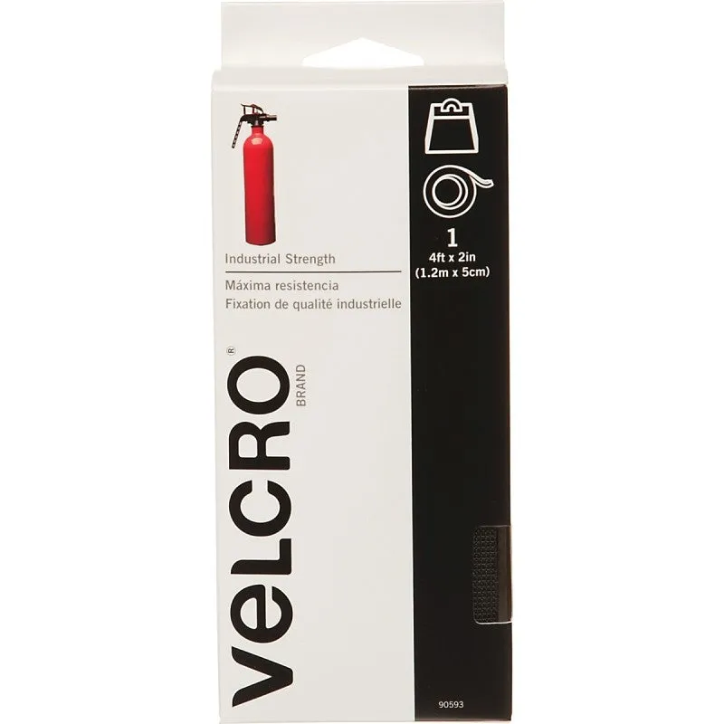 VELCRO Brand 90593 Fastener, 2 in W, 4 ft L, Nylon, Black (Pack of 2)
