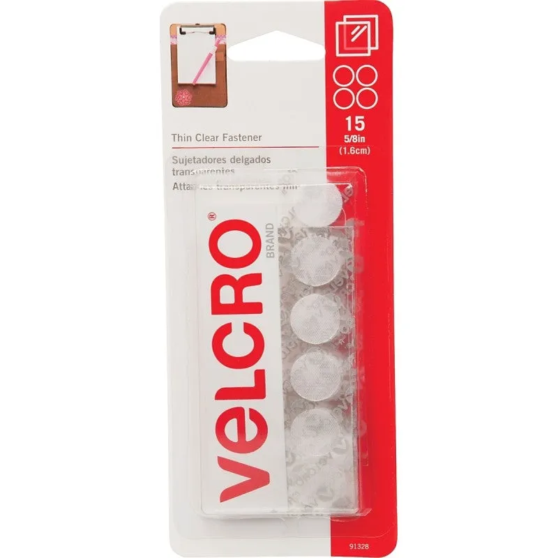 VELCRO Brand 91328 Fastener, Clear (Pack of 6)