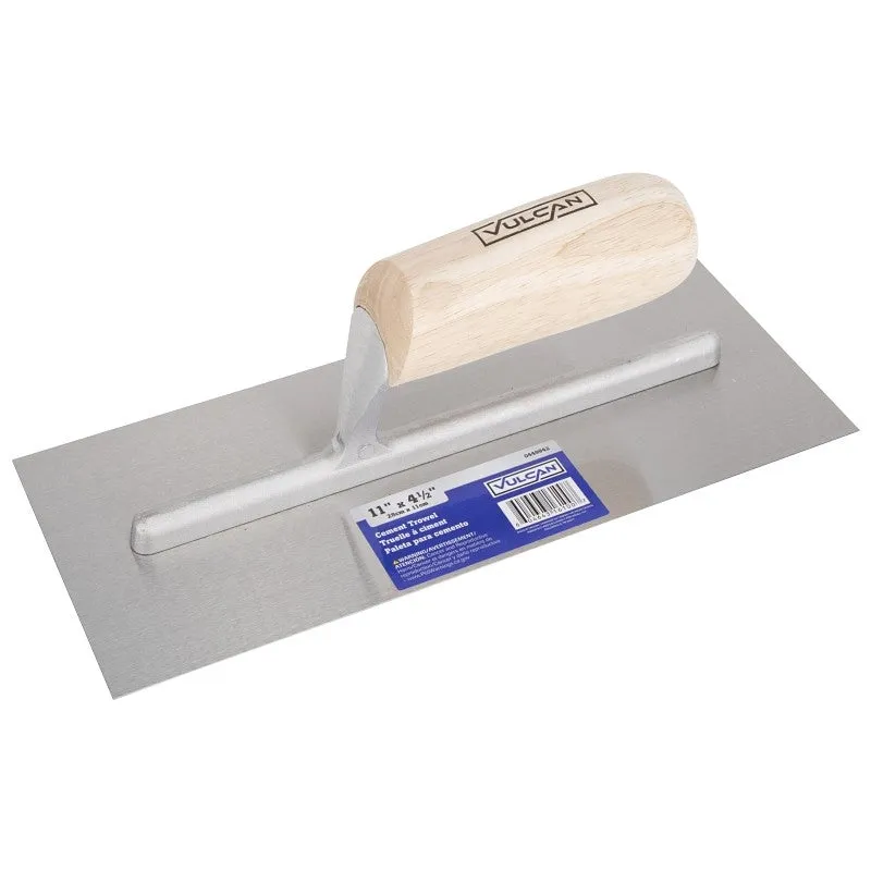 Vulcan 16100 Finishing Trowel, 11 in L Blade, 4.5 in W Blade, Right Angle End, Ergonomic Handle, Wood Handle