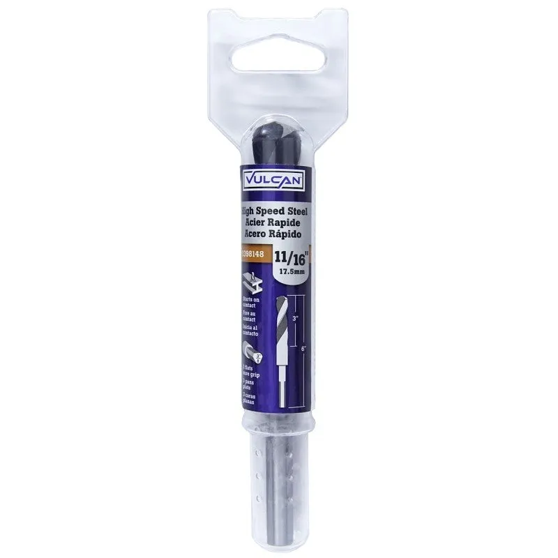 Vulcan 270651OR Jobber Length Drill Bit, 11/16 in Dia, 3/8 in Dia Shank, Flat Shank