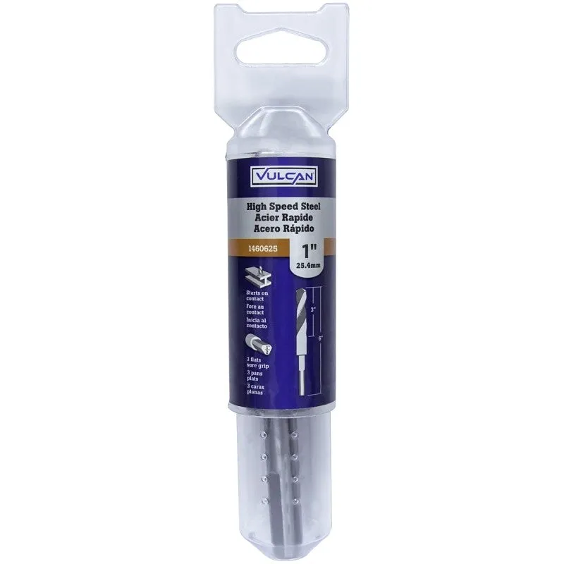 Vulcan 271891OR Jobber Length Drill Bit, 1 in Dia, 1/2 in Dia Shank, Flat Shank