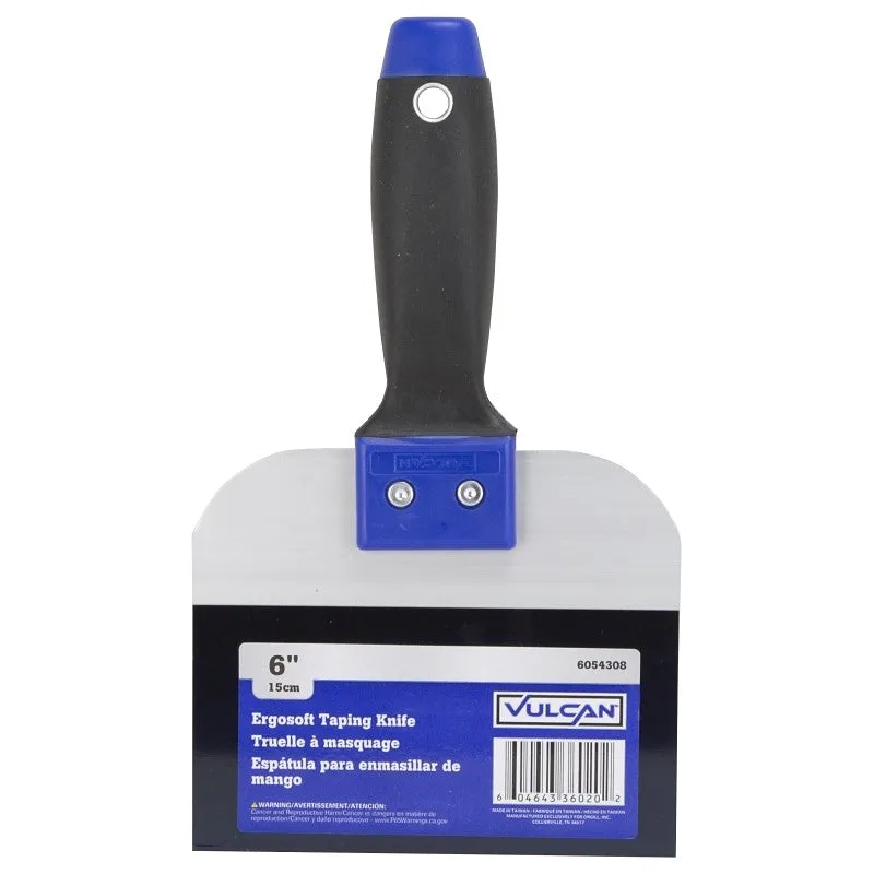 Vulcan 36020 Knife, 3-1/8 in W Blade, 6 in L Blade, Steel Blade, Taping knife Blade, ErgoSoft Handle, TPR/PP Handle