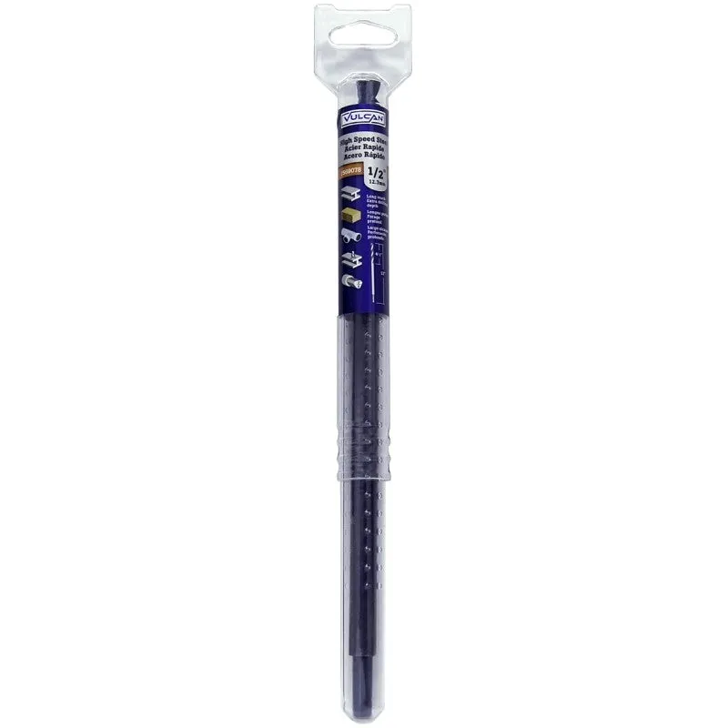 Vulcan 363741OR Drill Bit, 1/2 in Dia, 12 in OAL, Twist Flute, Flat Shank