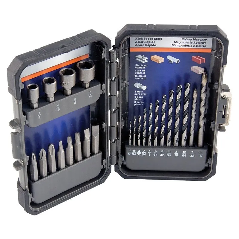 Vulcan 870920OR Drill Bit Set, 24-Piece, S2 Steel, Chrome Molybdenum/Satin
