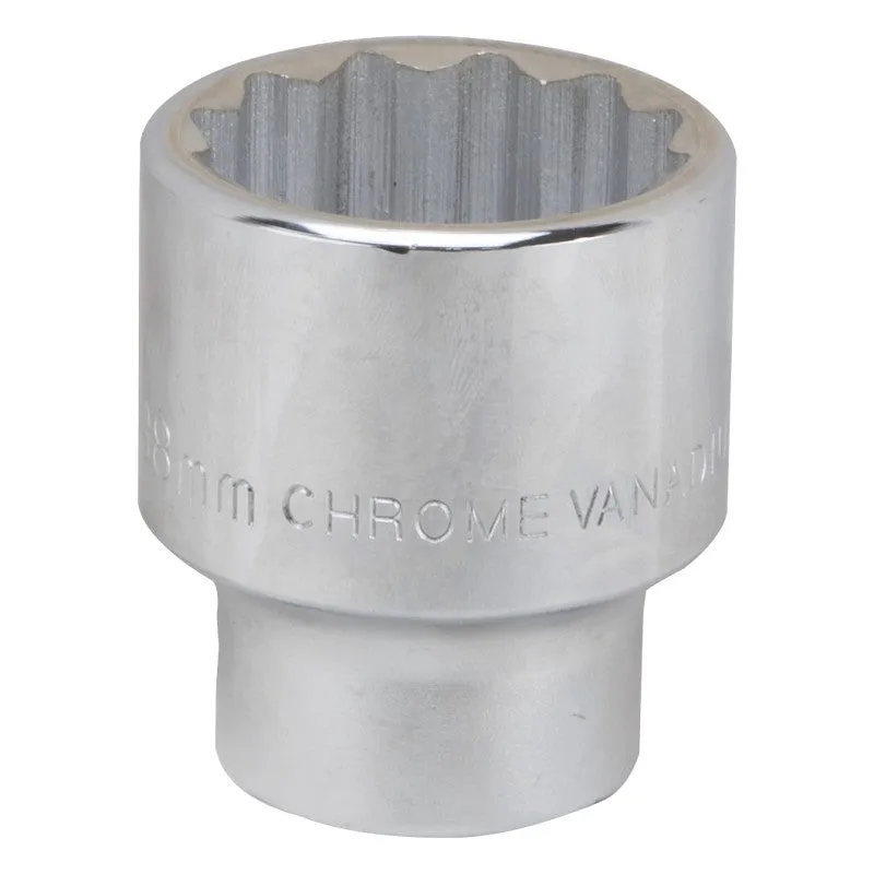 Vulcan MT-SM6038 Drive Socket, 38 mm Socket, 3/4 in Drive, 12-Point, Chrome Vanadium Steel, Chrome