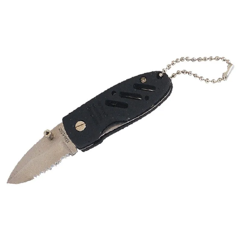 Vulcan W989 Key Chain, Bead Chain Ring, 4 in L Ring, Plastic Case, Black Body/Stainless Steel Blade (Pack of 50)