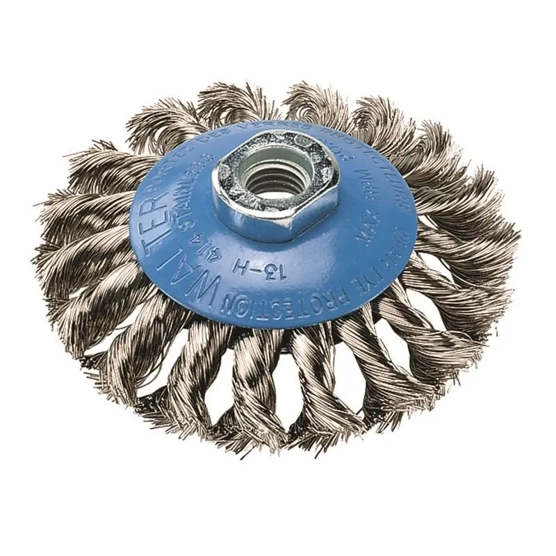 WALTER 13H414 4in X 5/8in STAINLESS STEEL SAUCER CUP BRUSH KNOT TWISTED WIRE