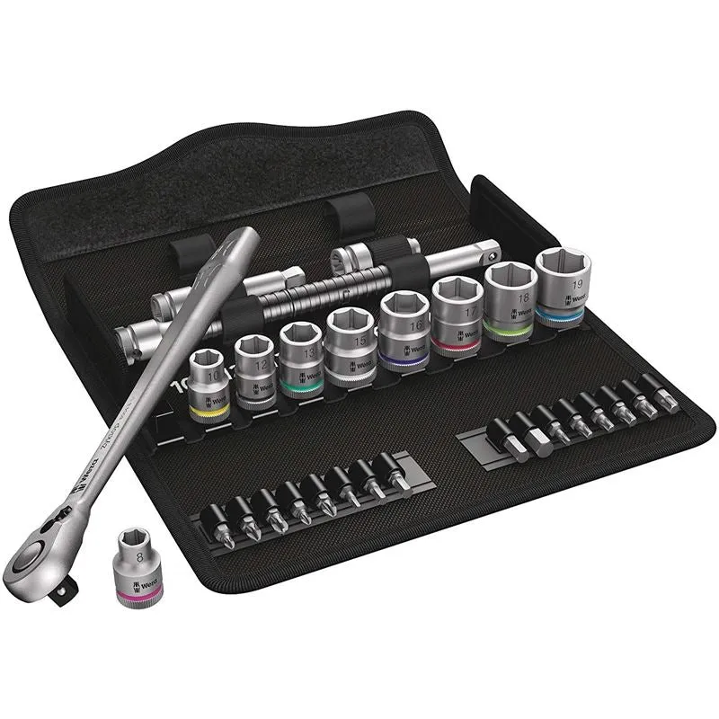 WERA 05004048001 8100 SB 8 Zyklop Metal Ratchet Set with switch lever, 3/8″ drive, metric