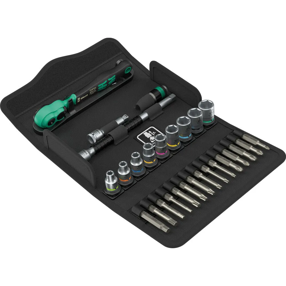 WERA 05005541001 8100 SA 14 Zyklop Comfort ratchet set, reversing lever, 1/4″ drive, metric (28 Pieces)