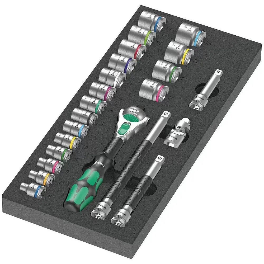 WERA 05150111001 9721 Foam insert 8000 B Zyklop 3/8″ ratchet set 1, 23 pieces