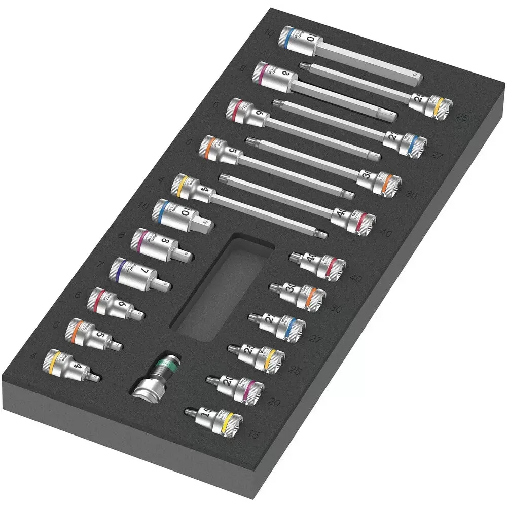 WERA 05150113001 9723 Foam insert Zyklop B 3/8″ bit socket set 1, 22 pieces