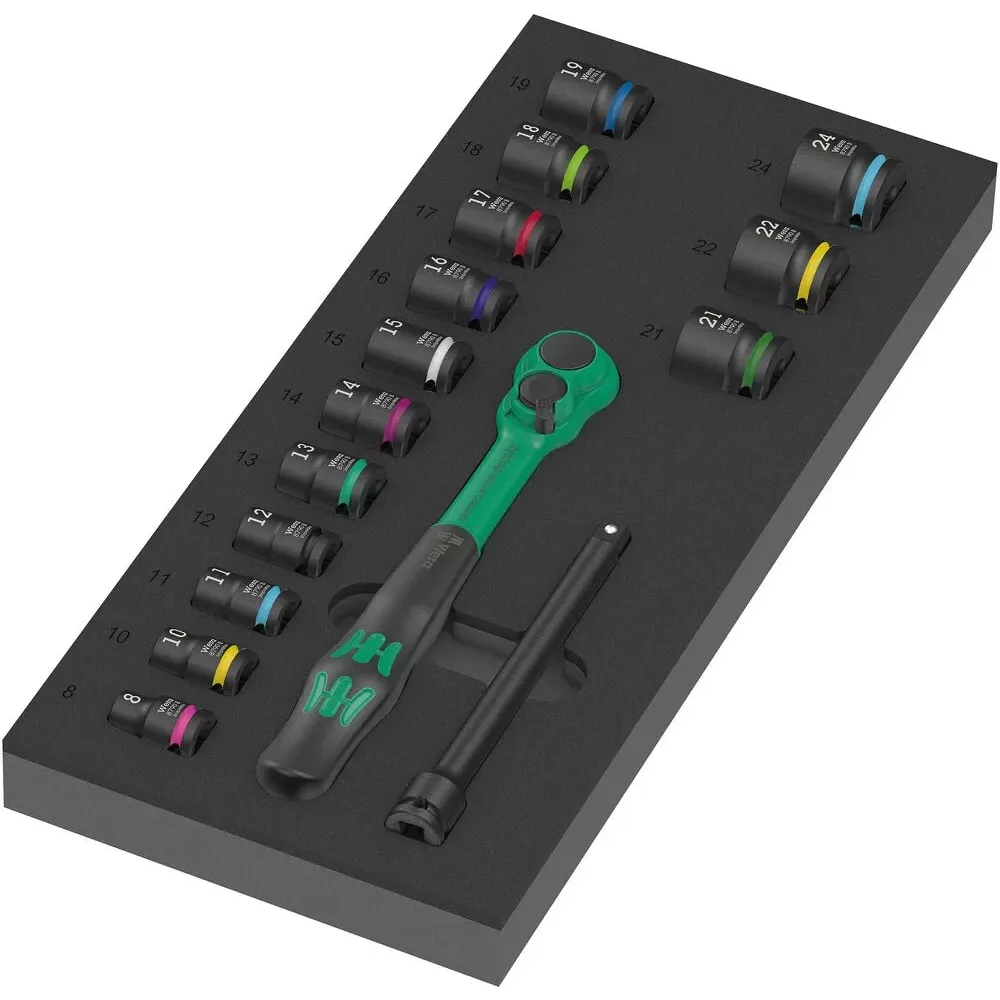 WERA 05150114001 9724 Foam insert 8010 B Zyklop Comfort ratchet set 1, 3/8″, 16 pieces