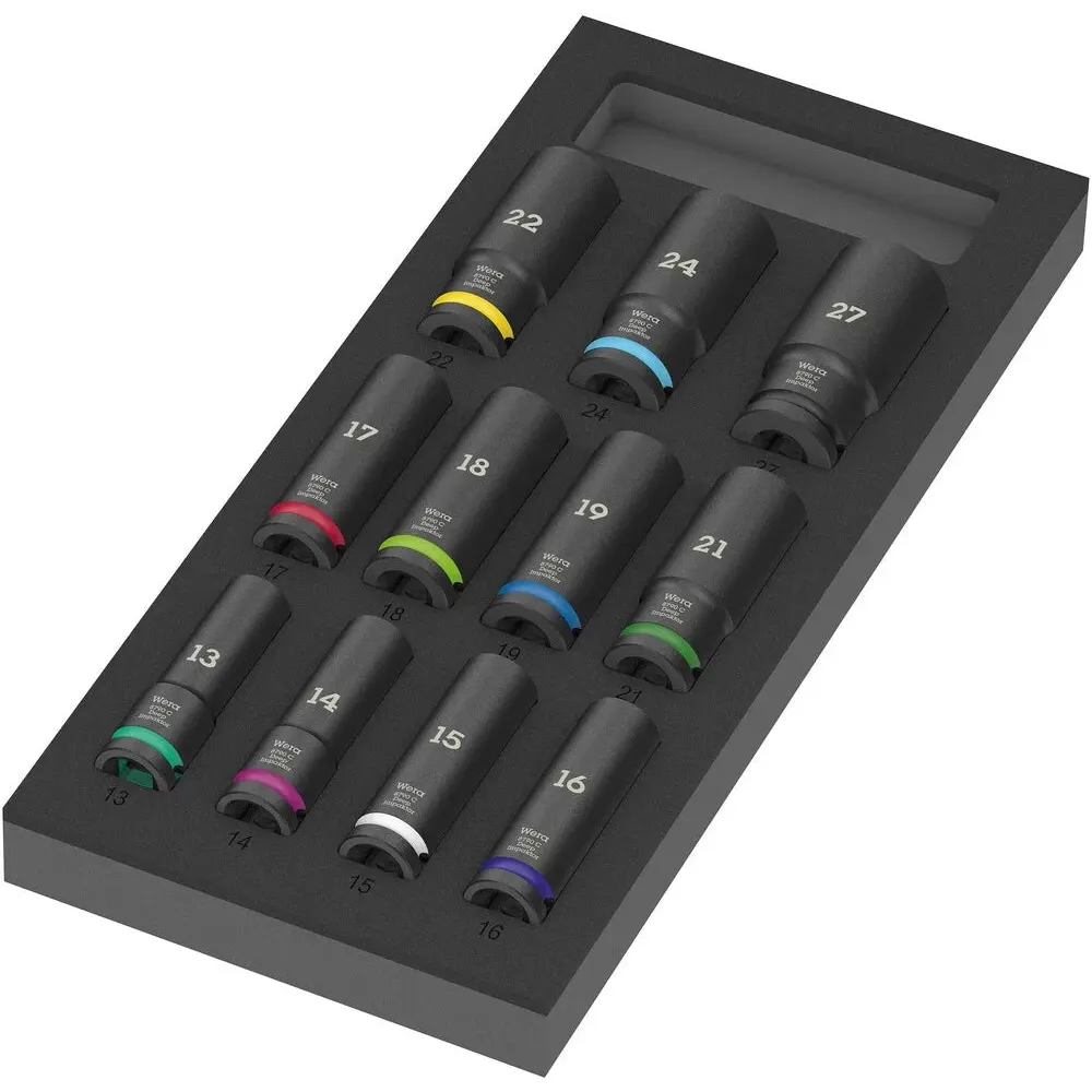 WERA 05150115001 9725 Foam insert Zyklop C, 1/2″, Impaktor Deep socket set 1, 11 pieces