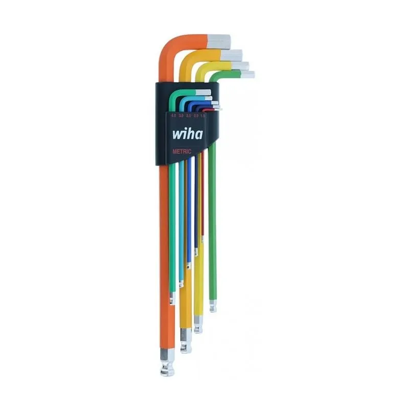 WIHA-66980 9 Piece Ball End Color Coded Hex L-Key Set – Metric