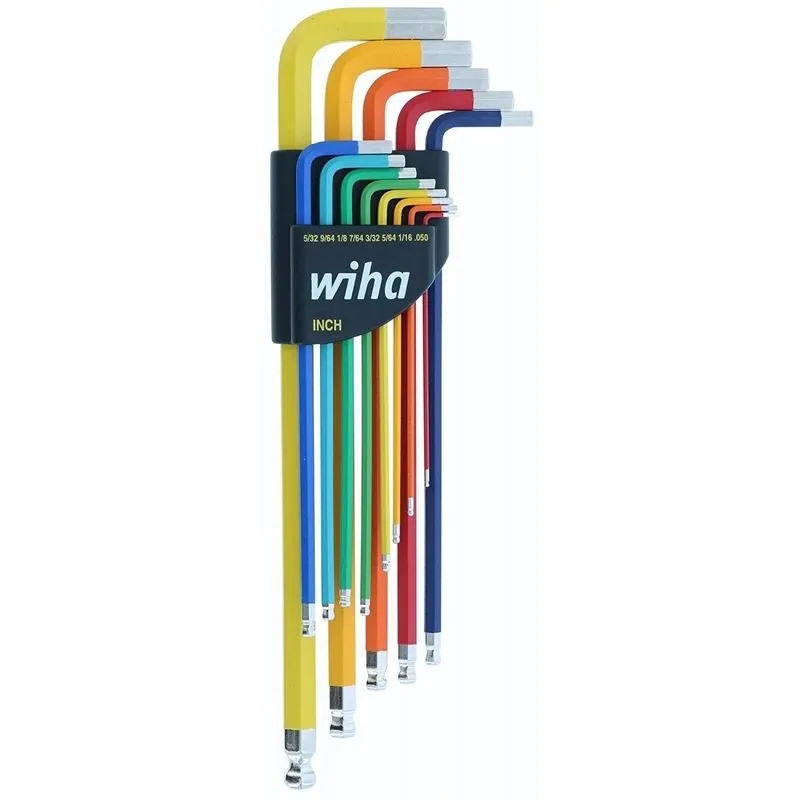 WIHA 66981 13 Piece Ball End Color Coded Hex L-Key Set – Inch