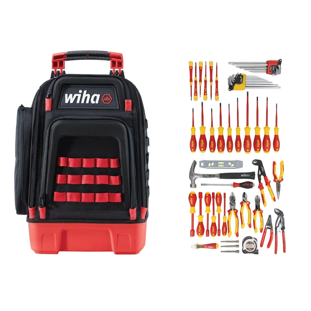 WIHA 91872 59 PIECE MASTER ELECTRICIAN’S INSULATED TOOL KIT IN HEAVY DUTY BACKPACK