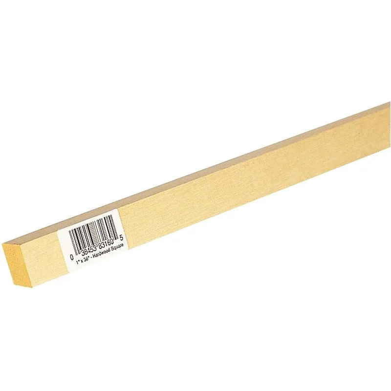 Waddell 8316UB Dowel Rod, Square, 1 in Dia, 36 in L, Hardwood (Pack of 4)