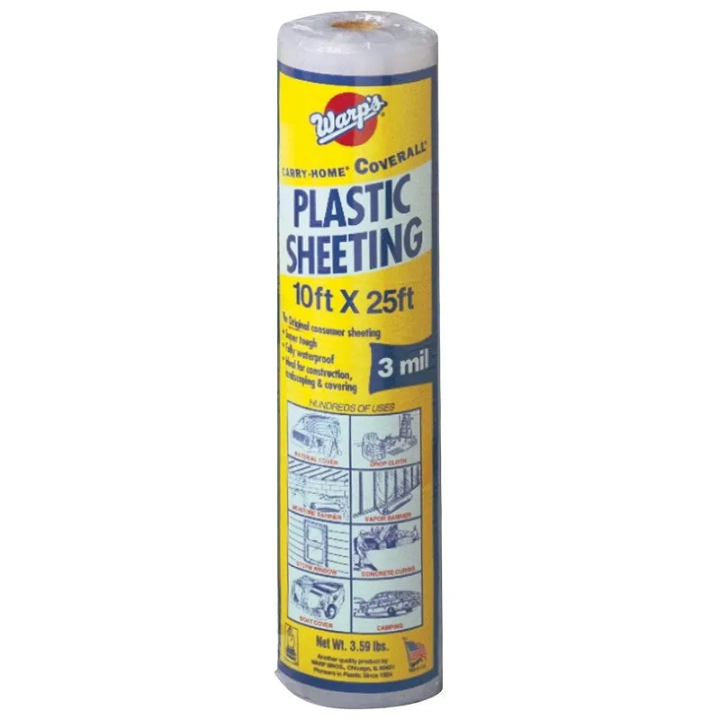 Warp’s 3CH10C Poly Film, 3 mil Thick, 25 ft L, 10 ft W, Clear (Pack of 12)