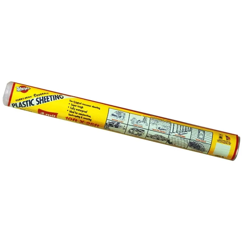 Warp’s 4CH10 Poly Film, 4 mil Thick, 25 ft L, 10 ft W, Clear (Pack of 4)