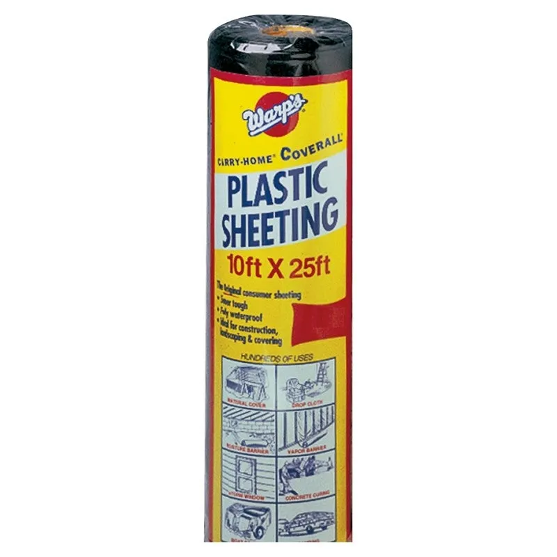 Warp’s 6CH10-B Poly Film, 6 mil Thick, 25 ft L, 10 ft W, Black (Pack of 4)