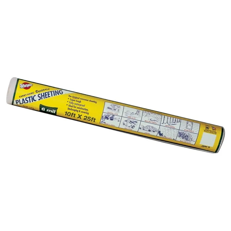 Warp’s 6CH10 Poly Film, 6 mil Thick, 25 ft L, 10 ft W, Clear (Pack of 4)