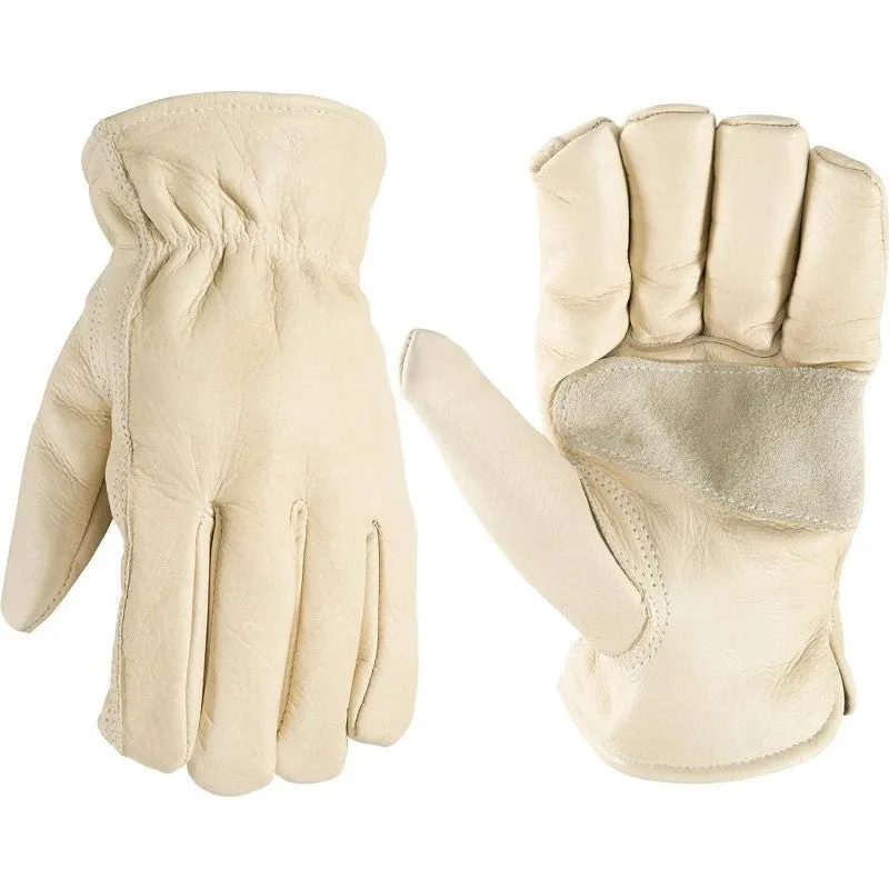 Wells Lamont 1130S Work Gloves, Men’s, S, Keystone Thumb, Slip-On Cuff, Grain Cowhide Leather, White