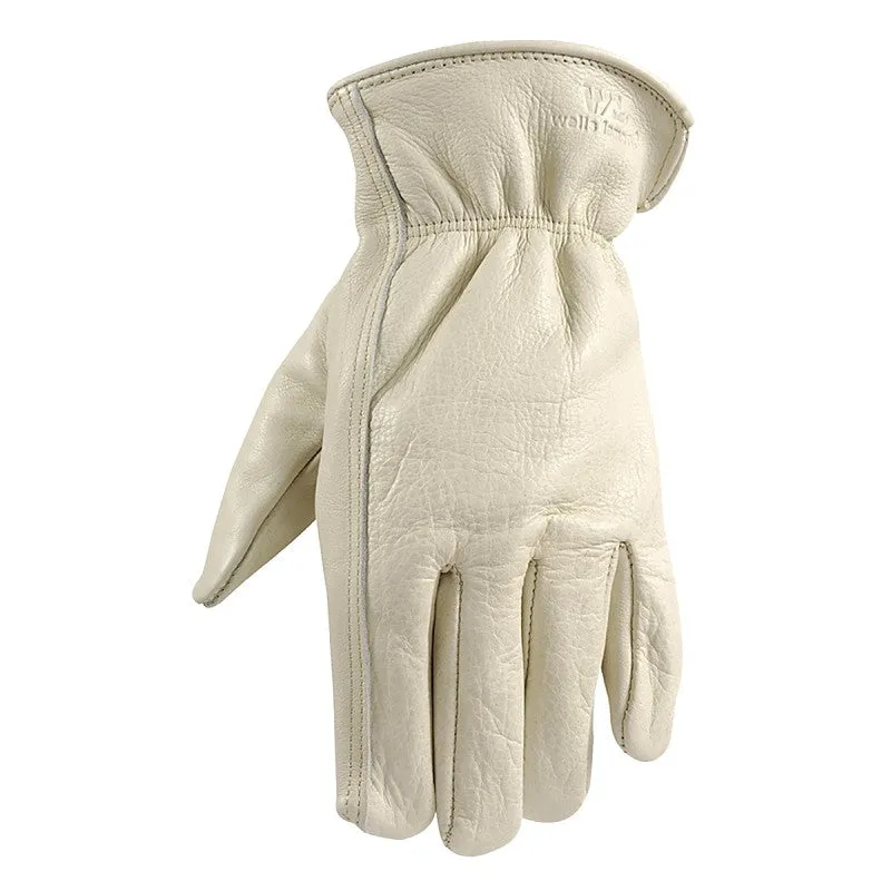 Wells Lamont 1130XL Work Gloves, Men’s, XL, 10 to 10-1/2 in L, Keystone Thumb, Elastic Cuff, Cowhide Leather, White