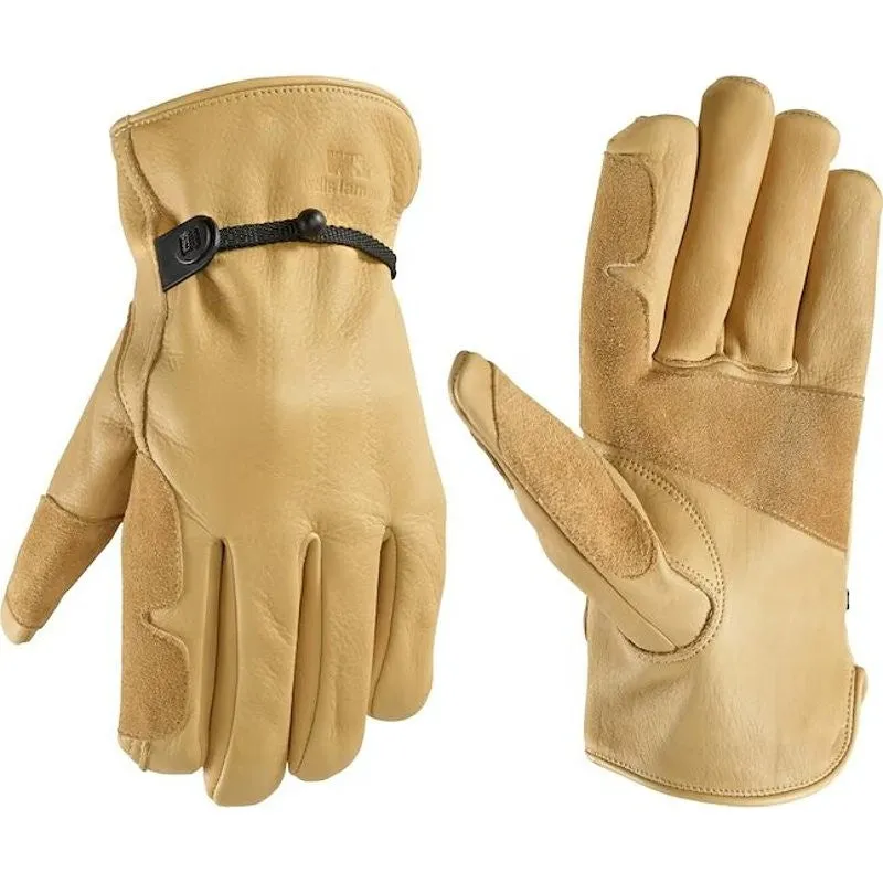 Wells Lamont 1140-L Gloves, Men’s, L, Keystone Thumb, Adjustable Wrist, Ball and Tape Cuff, Cowhide Leather, Brown/Tan