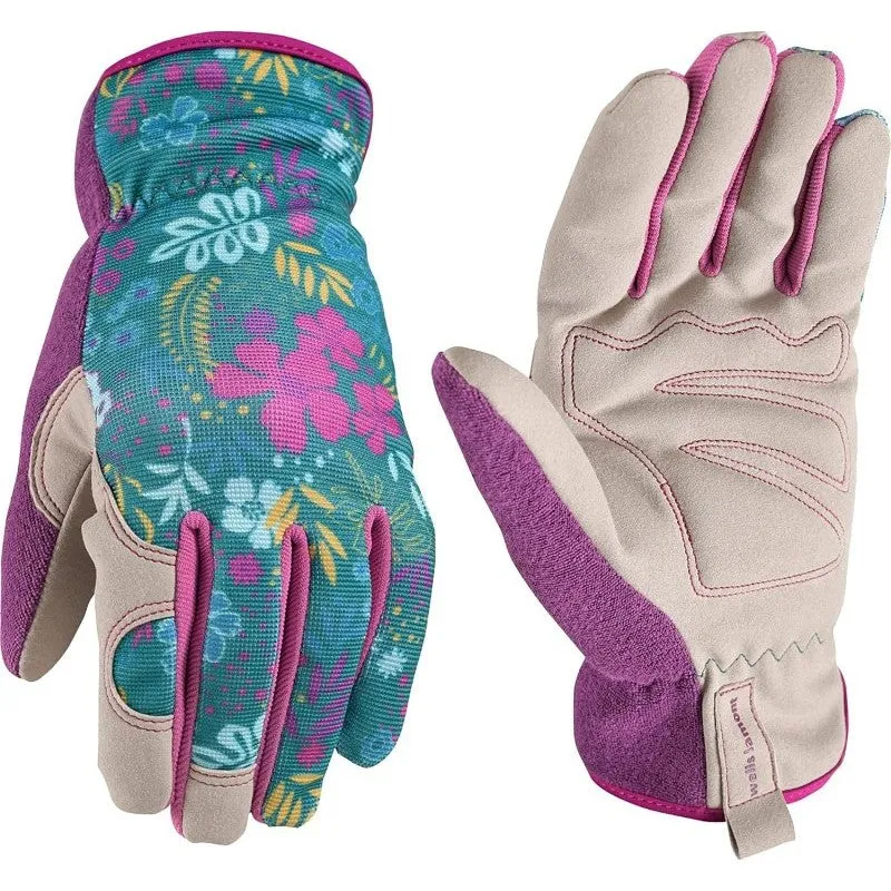 Wells Lamont 7753-M Gloves, High-Dexterity, Slip-On, Women’s, M, Elastic Cuff, Leather/Spandex/Terry cloth, Multi-Color