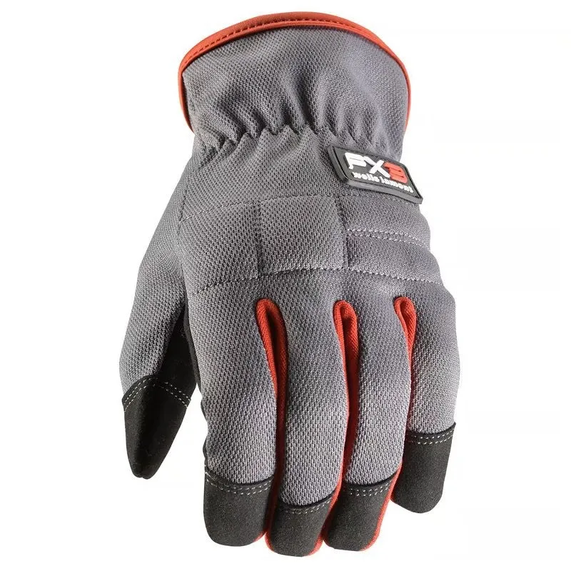 Wells Lamont 7862-L Gloves, Men’s, L, Adjustable Wrist, Open, Shirred Elastic Wrist Cuff, Black/Gray