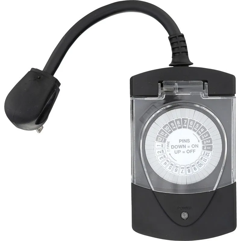 Westek TM1613DOLB Heavy-Duty Mechanical Timer, 15 A, 24 Cycles, Black