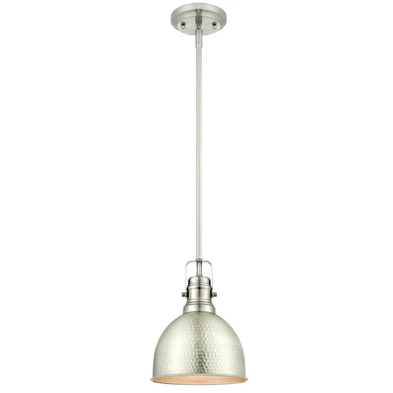 Westinghouse 6345500 Mini Pendant Light, 120 V, 1-Lamp, Incandescent, LED Lamp, Metal Fixture, Brushed Nickel Fixture