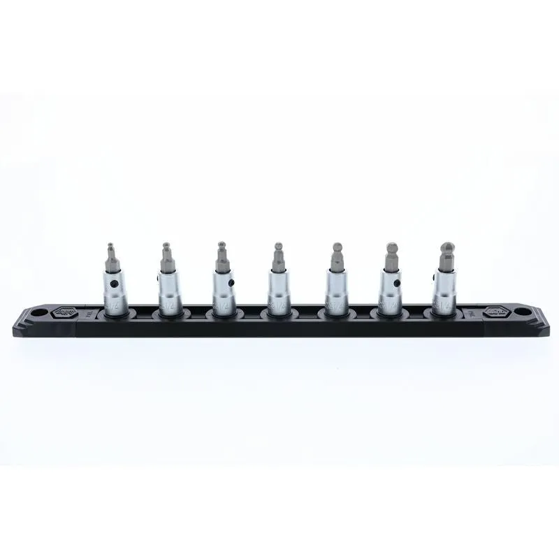 Wiha Ball End Hex Inch Bit Socket 1/4in Square Drive 7 Piece Set