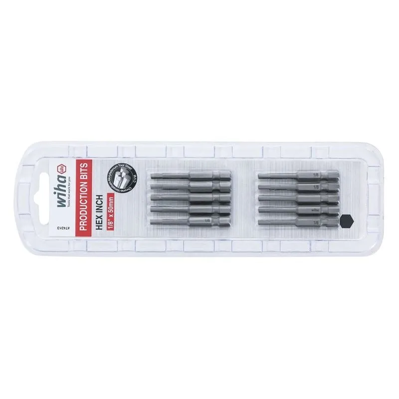 Wiha Hex Inch Power Bit 1/8 x 50mm Pack of 10 Bits