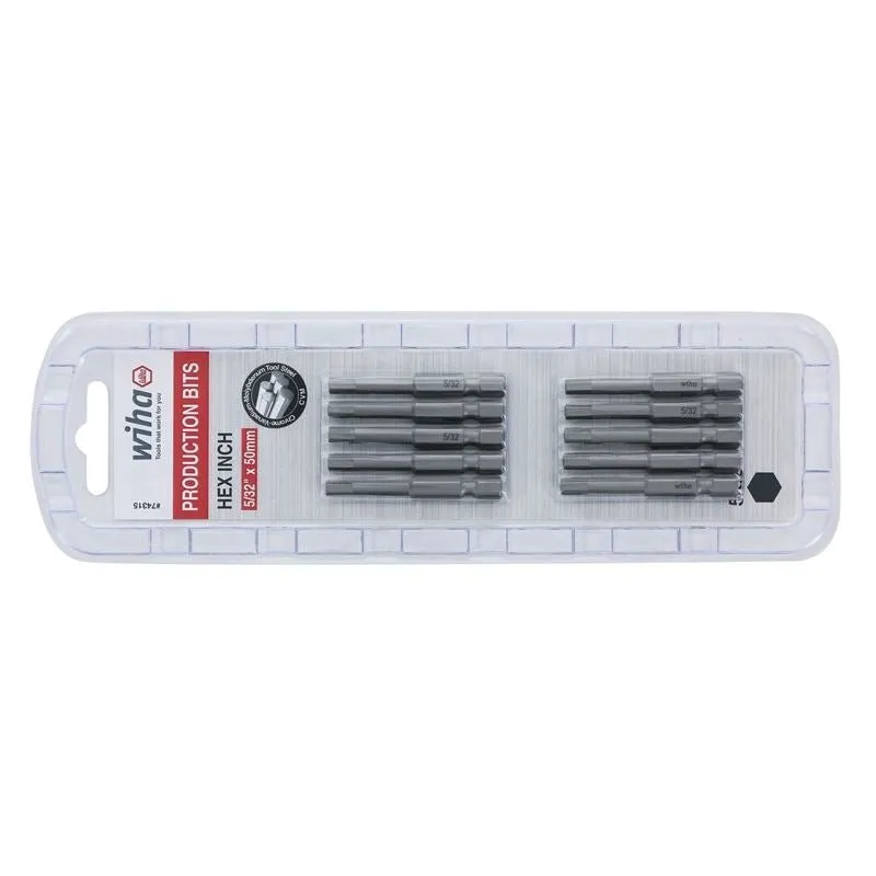 Wiha Hex Inch Power Bit 5/32 x 50mm Pack of 10 Bits