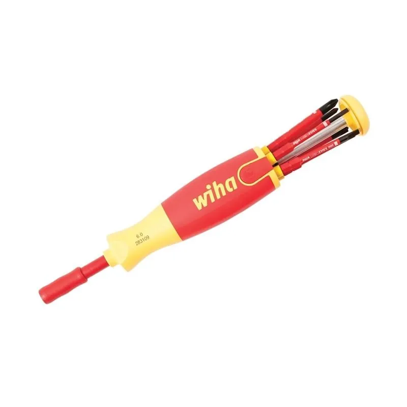 Wiha Insulated 6-in-1 Ultra Driver SlimLine Slotted/Phillips/Terminal Xeno Blades 7 Piece Set