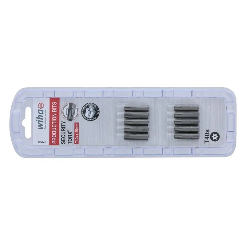 Wiha Security Torx Insert Bit T40s Pack of 10 Bits